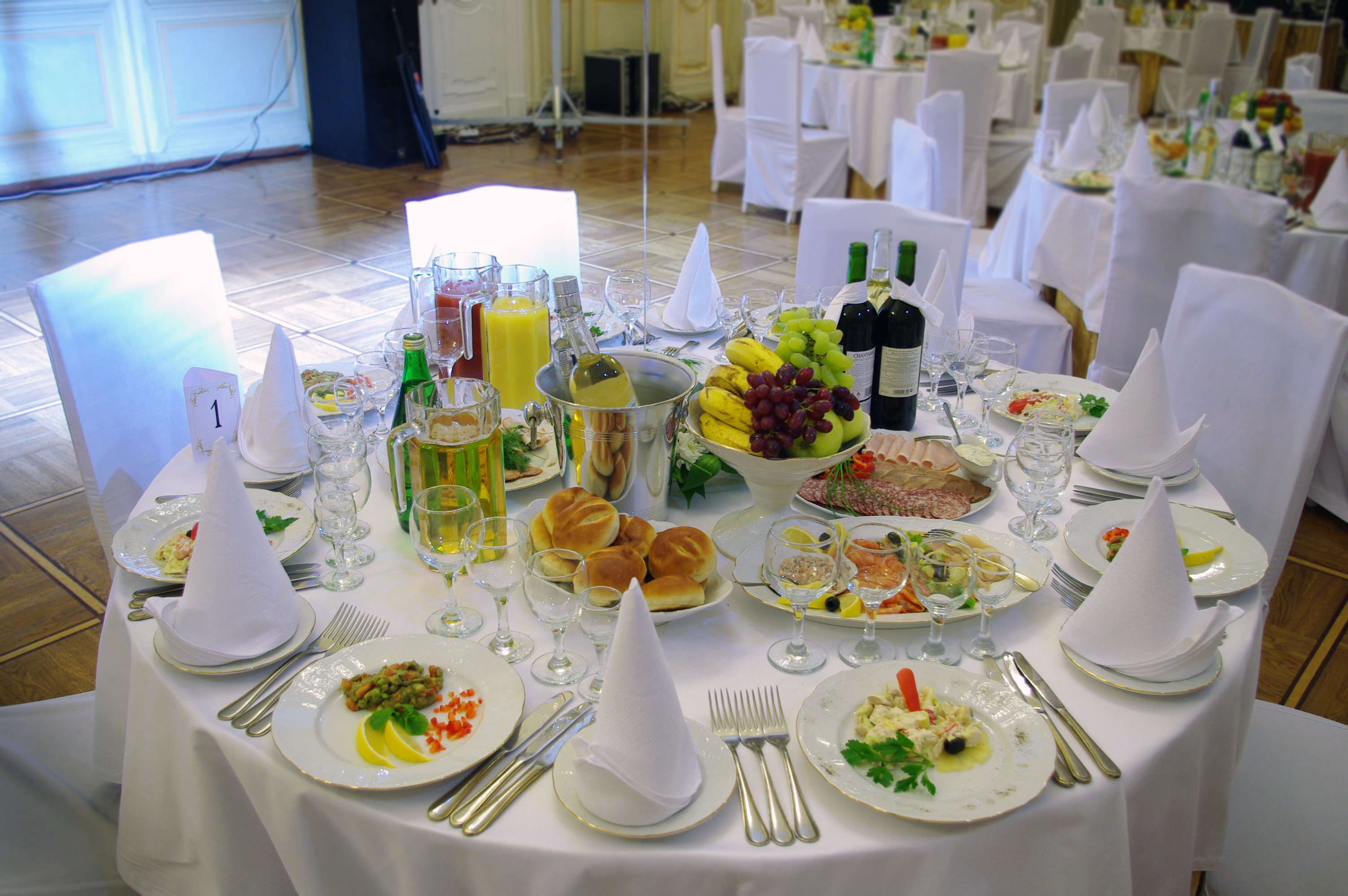 <Food in Restaurants and banquet halls of the Nicholas Palace in St. Petersburgn